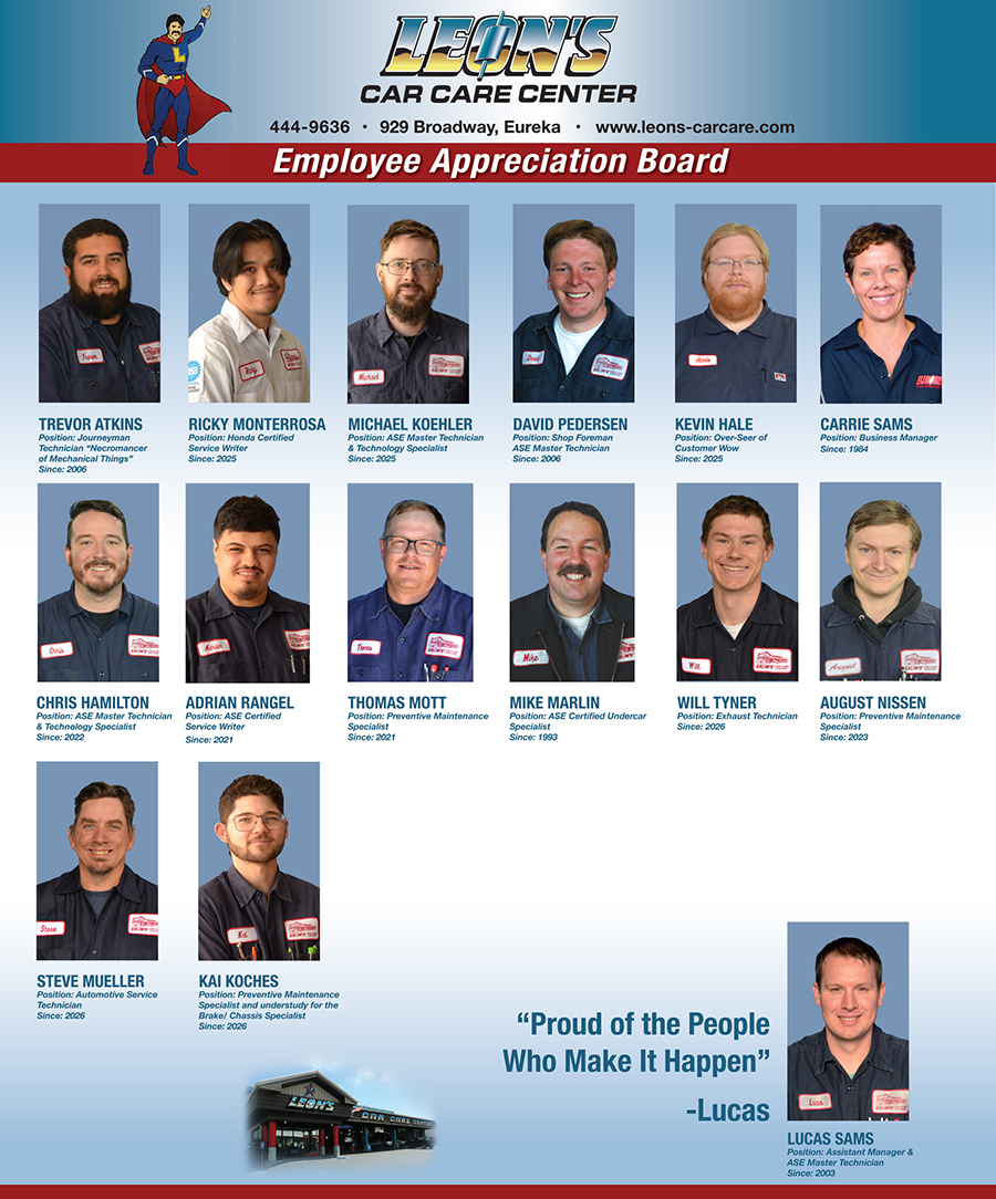 Employee Appreciation Board | Leon's Car Care Center